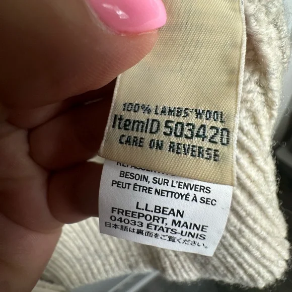 NWT L.L. Bean Fair Isle Classic Rag Wool Grandmacore Zip Cardigan Size Large - Picture 15 of 16